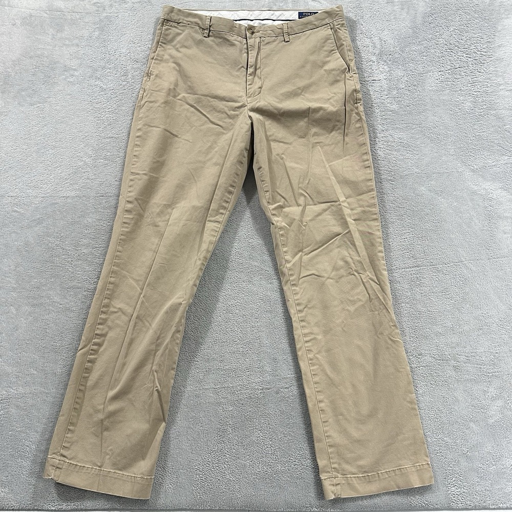 Polo Ralph Lauren Chino Pants Men 36 x 34 Beige Stretch Classic Fit Preppy Forma